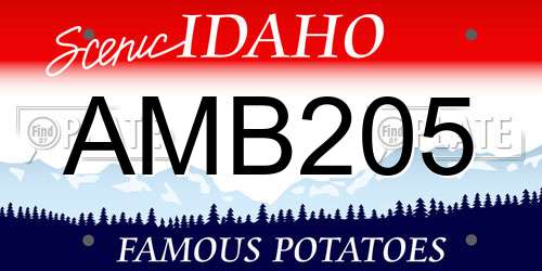 AMB205 Idaho License Plate