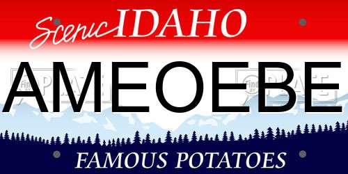 AMEOEBE Idaho License Plate