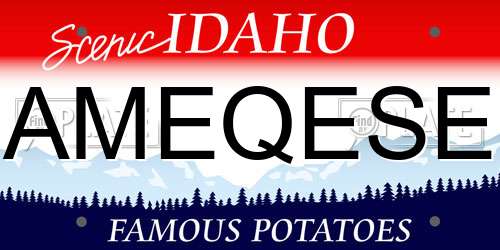 AMEQESE Idaho License Plate