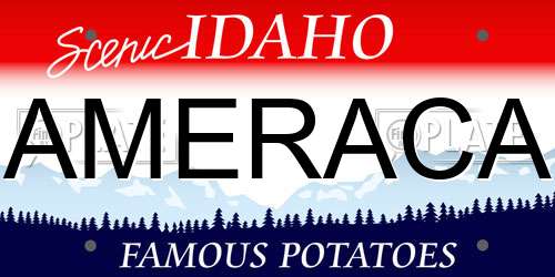 AMERACA Idaho License Plate