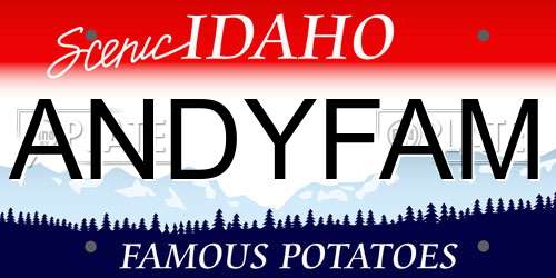 ANDYFAM Idaho License Plate
