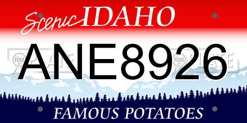 ANE8926 Idaho License Plate