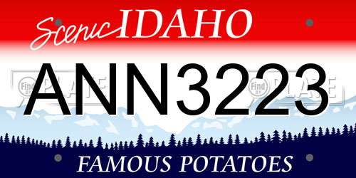 ANN3223 Idaho License Plate