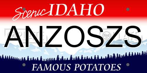 ANZOSZS Idaho License Plate