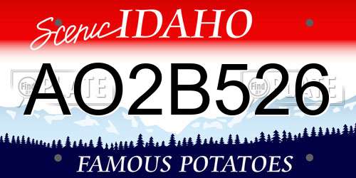 AO2B526 Idaho License Plate
