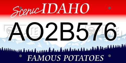 AO2B576 Idaho License Plate