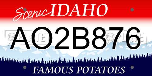 AO2B876 Idaho License Plate