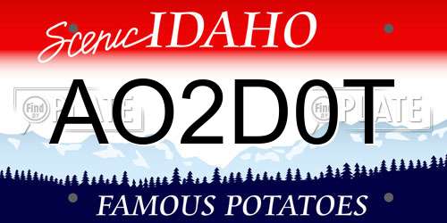 AO2D0T Idaho License Plate