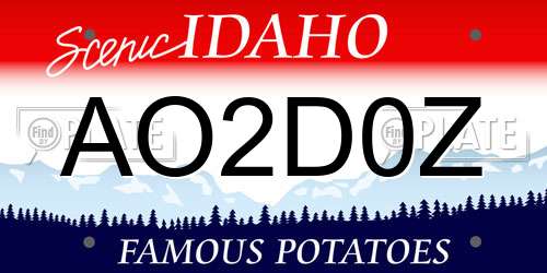 AO2D0Z Idaho License Plate