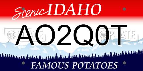 AO2Q0T Idaho License Plate