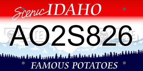 AO2S826 Idaho License Plate