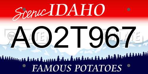 AO2T967 Idaho License Plate