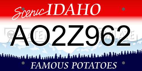 AO2Z962 Idaho License Plate