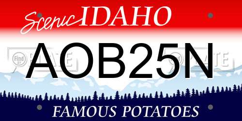 AOB25N Idaho License Plate