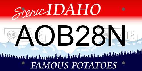 AOB28N Idaho License Plate