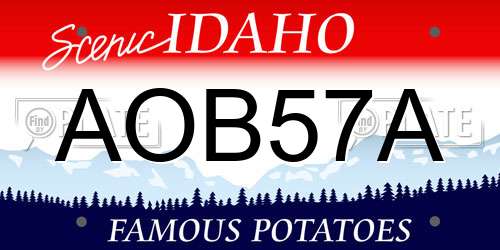 AOB57A Idaho License Plate