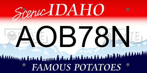 AOB78N Idaho License Plate