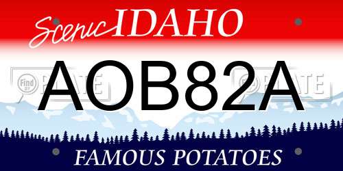 AOB82A Idaho License Plate