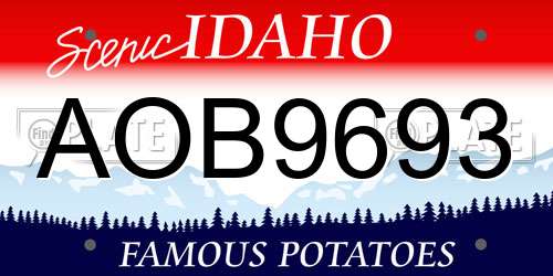 AOB9693 Idaho License Plate