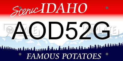 AOD52G Idaho License Plate