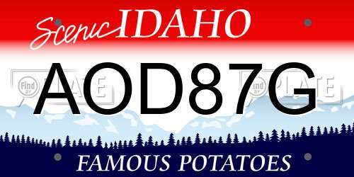 AOD87G Idaho License Plate