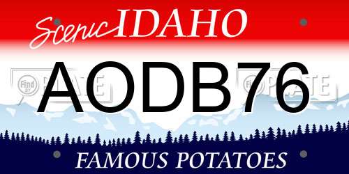 AODB76 Idaho License Plate