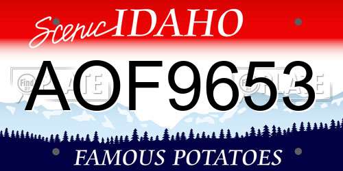 AOF9653 Idaho License Plate