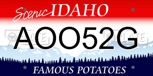 AOO52G Idaho License Plate