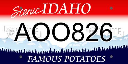 AOO826 Idaho License Plate