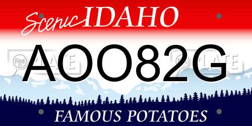 AOO82G Idaho License Plate