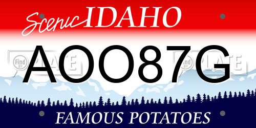AOO87G Idaho License Plate