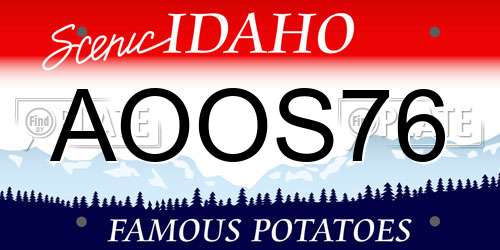 AOOS76 Idaho License Plate
