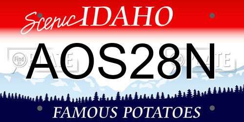 AOS28N Idaho License Plate
