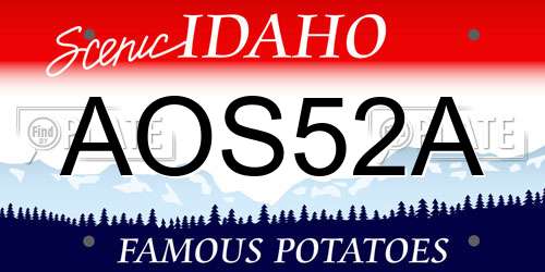 AOS52A Idaho License Plate