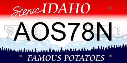 AOS78N Idaho License Plate