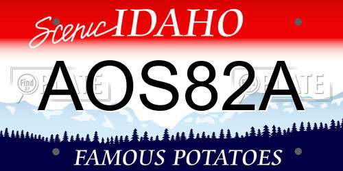 AOS82A Idaho License Plate