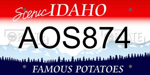 AOS874 Idaho License Plate