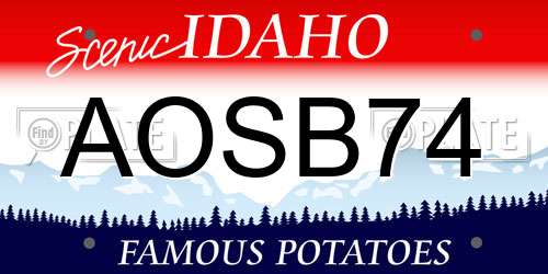 AOSB74 Idaho License Plate