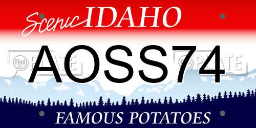AOSS74 Idaho License Plate