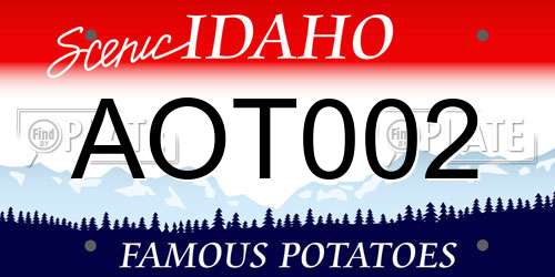 AOT002 Idaho License Plate