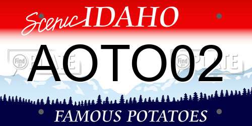 AOTO02 Idaho License Plate