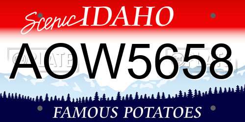 AOW5658 Idaho License Plate