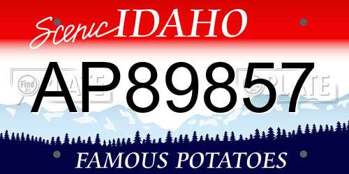 AP89857 Idaho License Plate