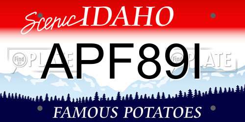 APF89I Idaho License Plate