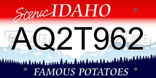 AQ2T962 Idaho License Plate