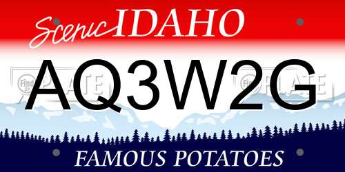 AQ3W2G Idaho License Plate