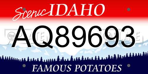 AQ89693 Idaho License Plate