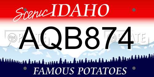 AQB874 Idaho License Plate