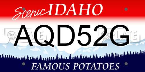AQD52G Idaho License Plate