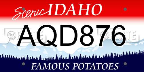 AQD876 Idaho License Plate